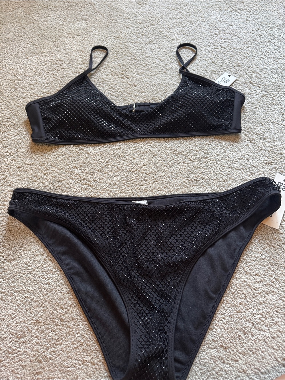 No Boundaries Black Mesh Bikini Set